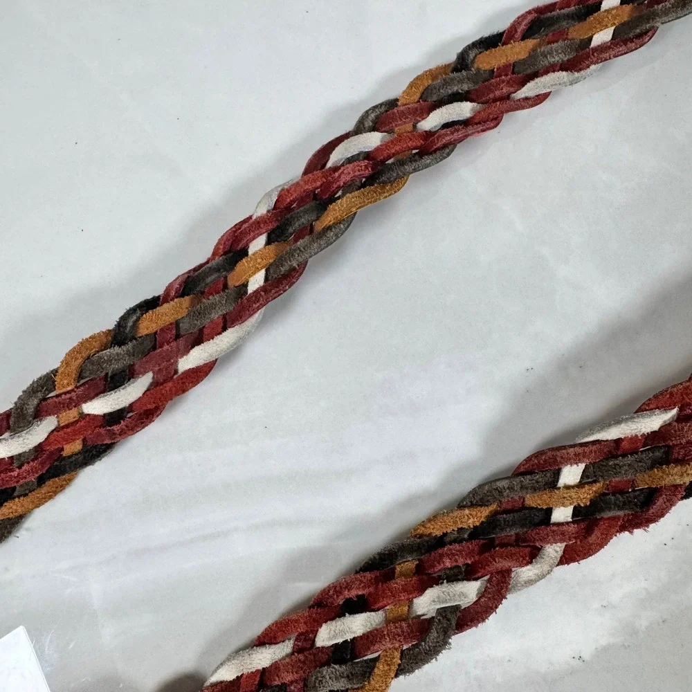 Vintage 90s  Braided Leather Belt‎ Colorful Rainbow Size M/L Made in Guatemala
